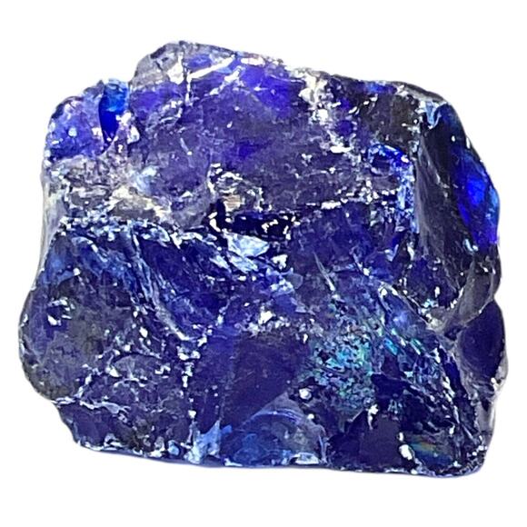 Cobalt Translucent Art Glass Cullet Glowing Manganese Slag Glass #5GX56 - Picture 4 of 7